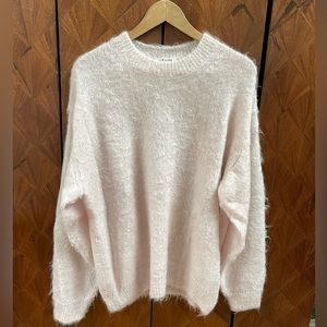 Auralee Pink Brushed Mohair Pullover Sweater